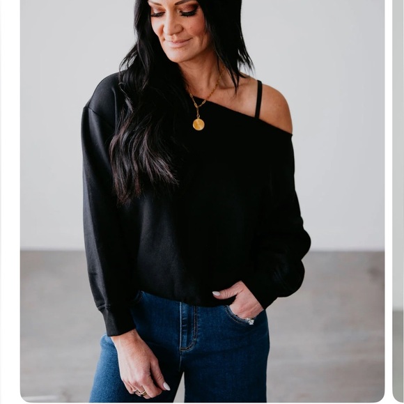 Rae Mode Sweaters - Rae Mode Off The Shoulder Long Sleeve Pullover Top Black Womens Size Large